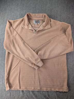 The Territory Ahead Peach Textured Collared Pullover Sweatshirt L